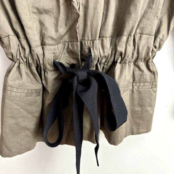 Loft Green Lightweight Belted Blazer Jacket 10 M Medium Black Ribbon Tie Waist - Picture 5 of 10